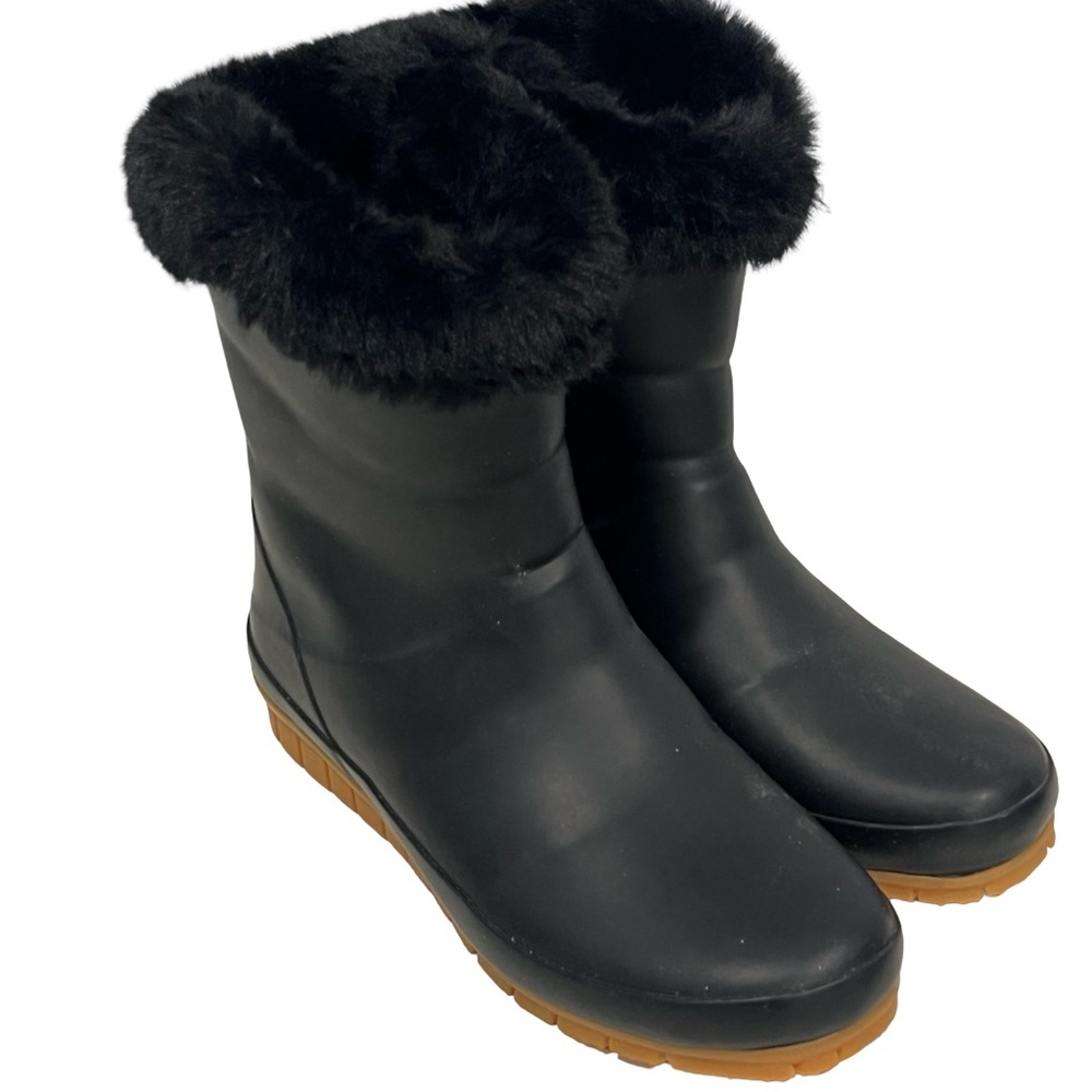 Joules Womens CHILTON Winter Boots Fur Trim Black Size US 9 UK7 Excellent Warm - Picture 2 of 9